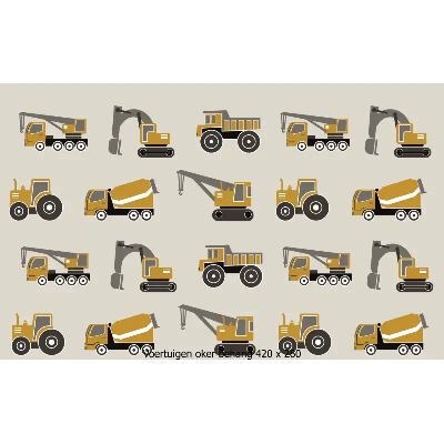 Designed4Kids wandvullend behang kinderkamer voertuigen oker-420 x 260 cm