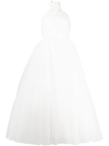 Giambattista Valli robe en tulle à dos-nu - Blanc