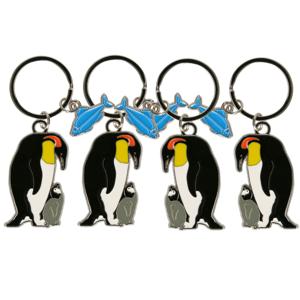 Nature Planet Dieren sleutelhanger - 4x - pinguin - metaal - 5 cm - dieren cadeau artikelen
