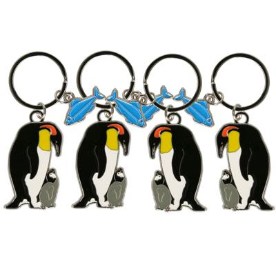Nature Planet Dieren sleutelhanger - 4x - pinguin - metaal - 5 cm - dieren cadeau artikelen