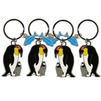 Nature Planet Dieren sleutelhanger - 4x - pinguin - metaal - 5 cm - dieren cadeau artikelen