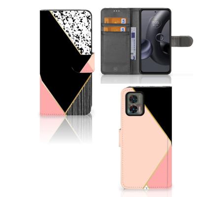 Motorola Edge 30 Neo | Book Case | Zwart Roze Vormen
