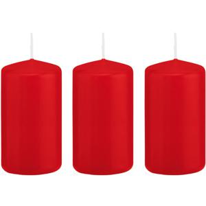 Cilinderkaars/stompkaars - 3x - rood - 6 x 12 cm - 40 branduren