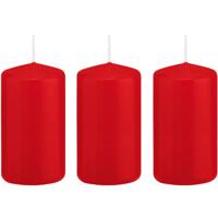 Cilinderkaars/stompkaars - 3x - rood - 6 x 12 cm - 40 branduren