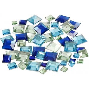 720x Hobby materiaal vierkante glitter steentjes blauw mix   -