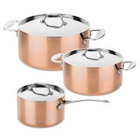 Mepra Pannenset Toscana - Kookpan ø 20, 24 & Steelpan ø 16 cm + Deksels - Koper - 3 Delig