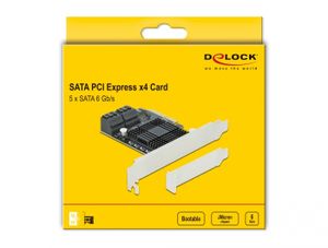 DeLOCK 5 port SATA PCI Express x4 Card Low Profile interface kaart