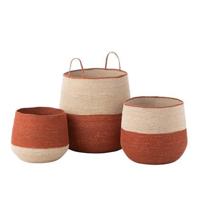 J-Line Set Van 3 Mand Zeegras Naturel|Terracotta - thumbnail