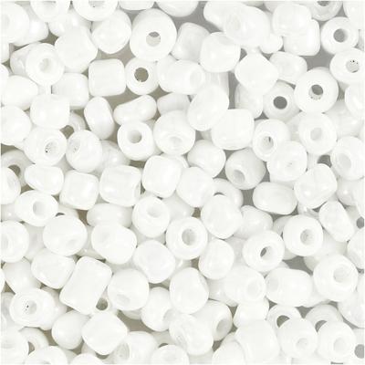 Creativ Company Rocailles, d 4 mm, afm 6/0, gatgrootte 0,9-1,2 mm, wit parelmoer, 25 gr/ 1 doos