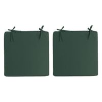 2x Stoelkussens voor binnen en buiten in de kleur donkergroen 40 x 40 cm Tuinkussens voor buitenstoe