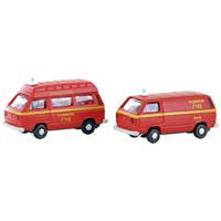 Minis by Lemke LC4342 N Auto Volkswagen T3 set van 2 Duitse brandweerwagens - thumbnail