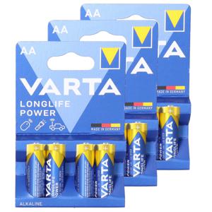 12x Varta Alkaline AA batterijen longlife power 1.5 V