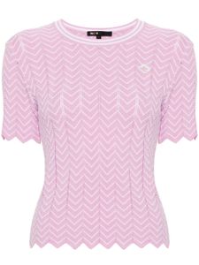 Maje crew-neck chevron-knit top - Rose