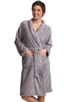 Damesbadjas grijs bolletjes - zacht fleece-xl