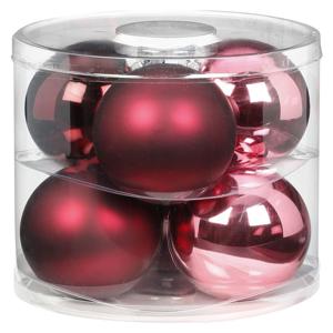 Grote kerstballen - 6x st - roze/rood - D10 cm - glas - kerstversiering