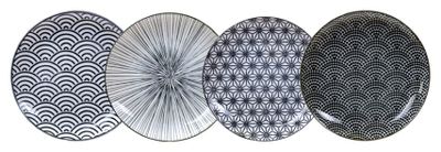 Ontbijtborden Set - Tokyo Design Studio - Nippon Black - 4 stuks 20.6 x 2.2cm