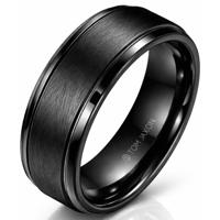 Zwarte wolfraam heren ring Geborsteld Mat en Glans-19mm