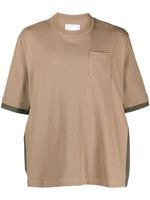 sacai t-shirt en coton à design colour block - Marron - thumbnail