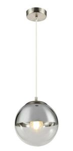 Hanglamp glazen bol 'Varus' - nickel mat - glas transparant