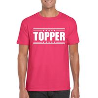 Fuschsia roze t-shirt heren met tekst Topper 2XL  - - thumbnail