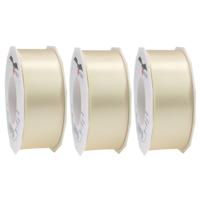 Cadeaulint/sierlint Satijn - 3x - 4 cm x 25 meter - creme wit - cadeaus inpakken - decoratie