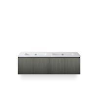 Frozen 3d Badmeubelset 140 cm - Greeplijst in kleur - Petrol Mat - Keramische Wastafel Wit Zonder Kraangat