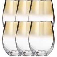 Set van 6x stuks tumbler glazen gouden rand Arya 540 ml van glas - Drinkglazen