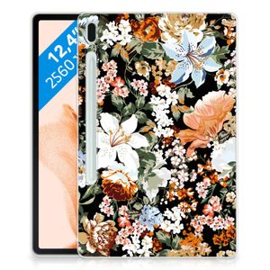 Siliconen Hoesje voor Samsung Galaxy Tab S7FE Dark Flowers