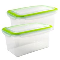 Vershoudbakje 2,5 liter - 2x - transparant - kunststof - 24 x 15 x 12 cm - Luchtdicht afgesloten