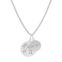 Kindertekening ketting met dubbele bedel - Stainless steel - Zilver