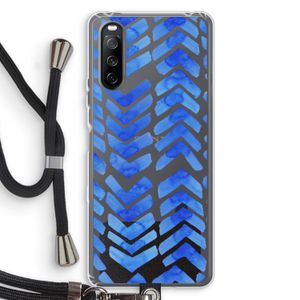Blauwe pijlen: Sony Sony Xperia 10 III Transparant Hoesje met koord