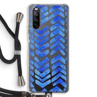Blauwe pijlen: Sony Sony Xperia 10 III Transparant Hoesje met koord