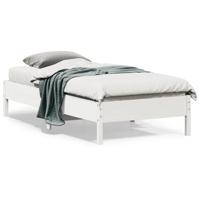 Bedframe zonder matras massief grenenhout wit 90x190 cm