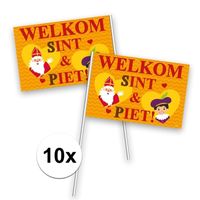 10x Welkom Sint en Piet zwaaivlaggetje