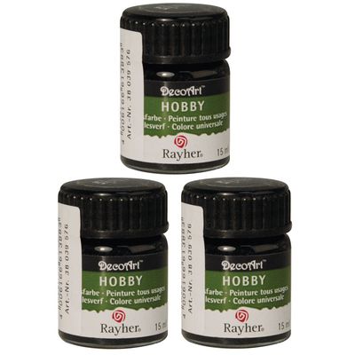 3x Zwarte acrylverf/allesverf potje 15 ml hobby/knutselmateriaal