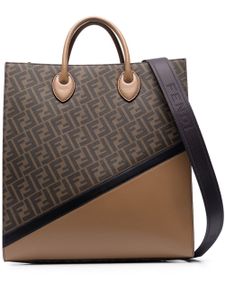 FENDI sac cabas en cuir à motif monogrammé - Marron