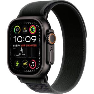 Apple Watch Ultra 2 (2024) GPS + Cellular 49 mm Titanium kast Trail loop Zwart S/M