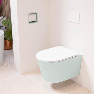 MONDIAZ LAVIE hangend toilet single fire rimless diepspoel Greey, Toiletzitting met quick-release & softclose Talc