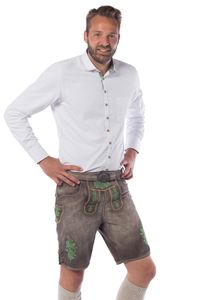 Lederhose Gaudi Kort Bruin/Groen Luxe