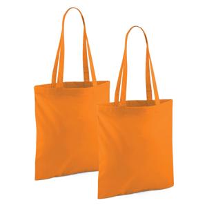 Draagtasje met hengsels - 2x - oranje - 42 x 38 cm - katoen - 10 liter - boodschappen - gymtas