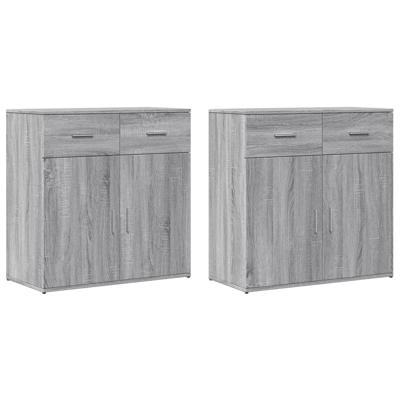 Dressoirs 2 st 79x38x80 cm bewerkt hout grijs sonoma eikenkleur