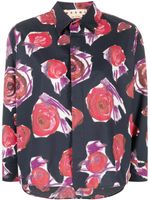 Marni chemise en coton à fleurs - Noir