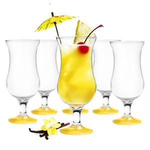 Cocktail glazen - 6x - 420 ml - geel - glas - pina colada glazen