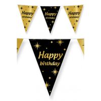 Leeftijd verjaardag feest vlaggetjes Happy Birthday thema geworden zwart/goud 10 meter - Vlaggenlijnen - thumbnail