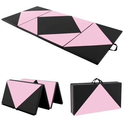 Opvouwbare Zachte Vloer mat Draagbare Gymmat Yogamat 240 x 117 x 5 cm Lichtroze en Zwart