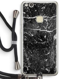 Zwart marmer: Huawei Ascend P10 Lite Transparant Hoesje met koord