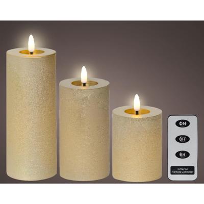 LED Kaarsenset wax 3-delig goud