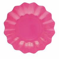 Feestbordjes/gebaksbordjes met schulprand - 8x - fuchsia roze - rond - karton - 21 cm