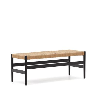 Kave Home Eetkamerbank 'Zaide' Zwart eikenhout en touw, 120cm