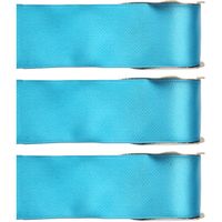 3x Hobby/decoratie turquoise satijnen sierlinten 2,5 cm/25 mm x 25 meter - thumbnail